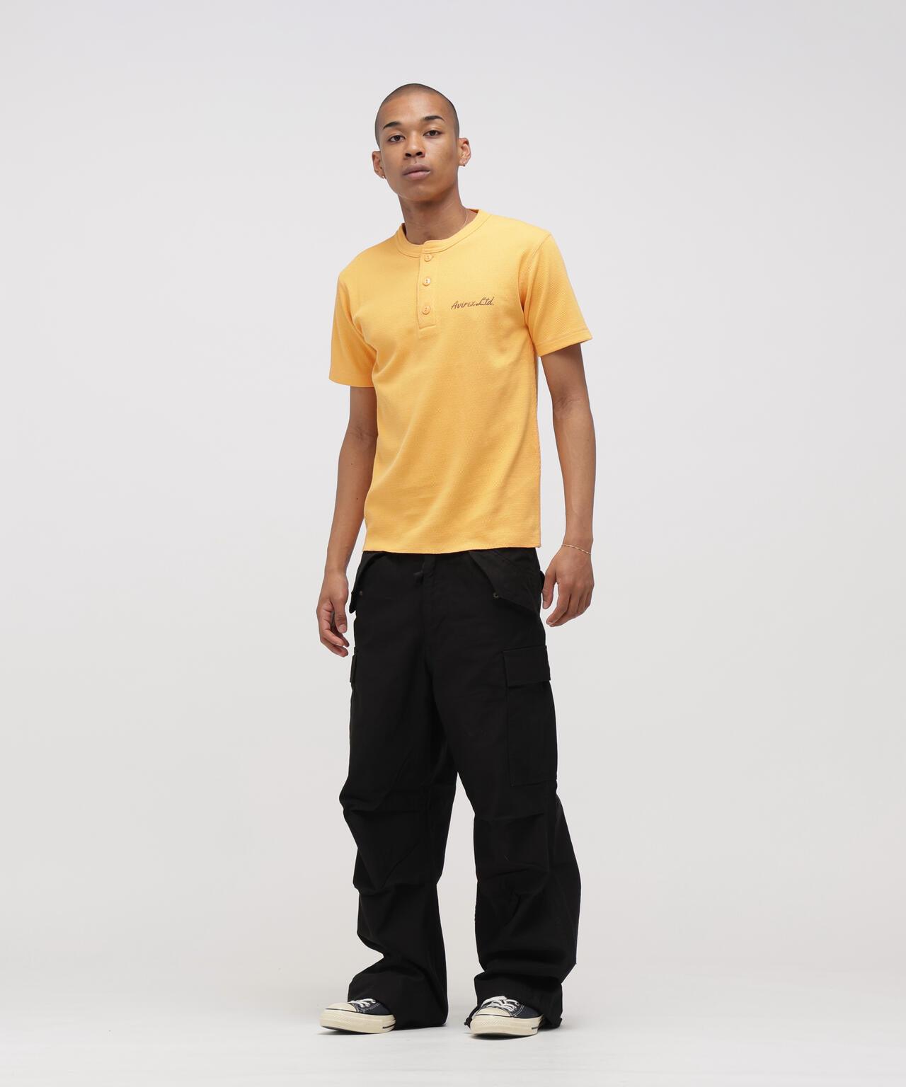 HONEYCOMB WAFFLE HENRY NECK T-SHIRT 上衣