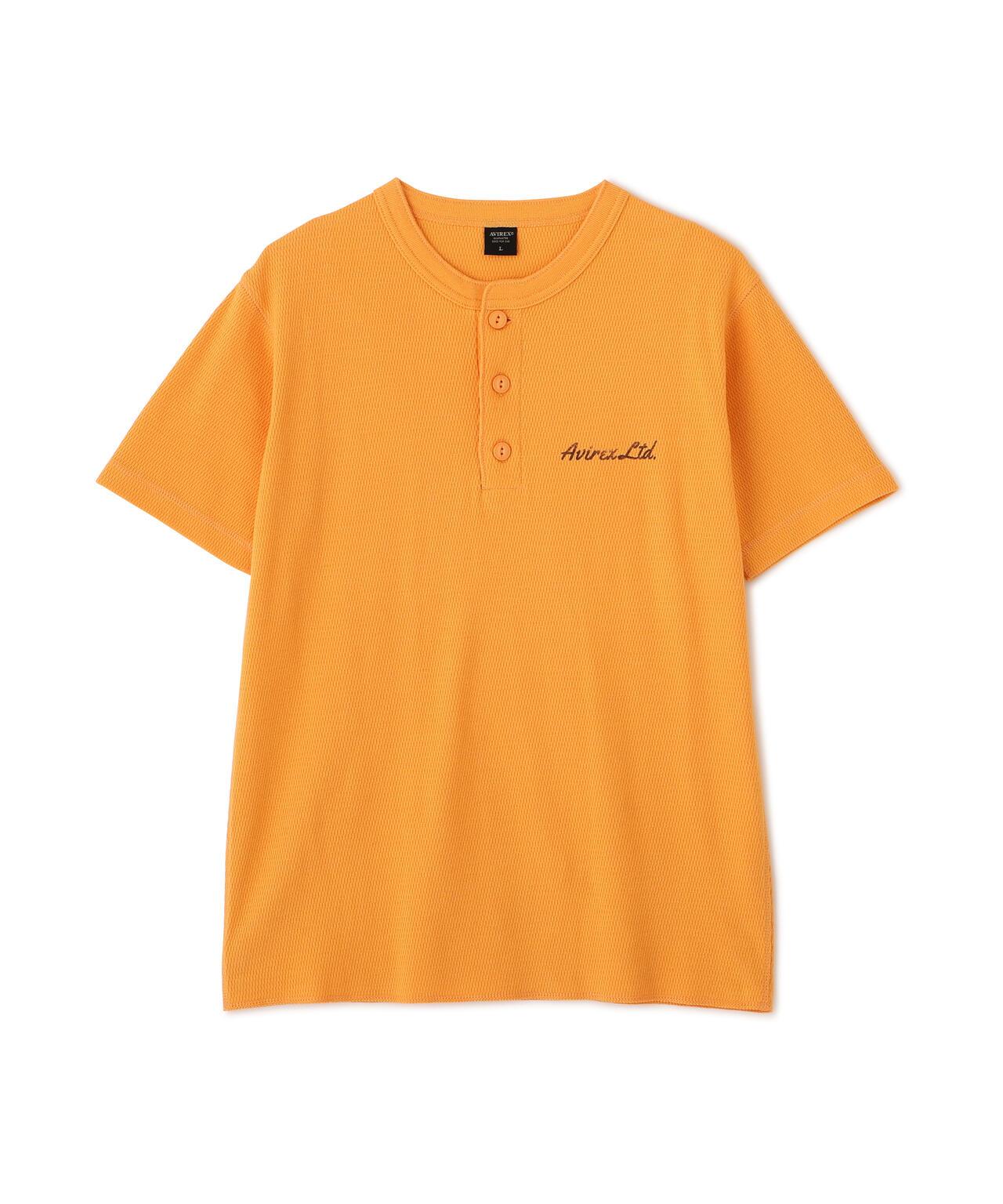 HONEYCOMB WAFFLE HENRY NECK T-SHIRT 上衣