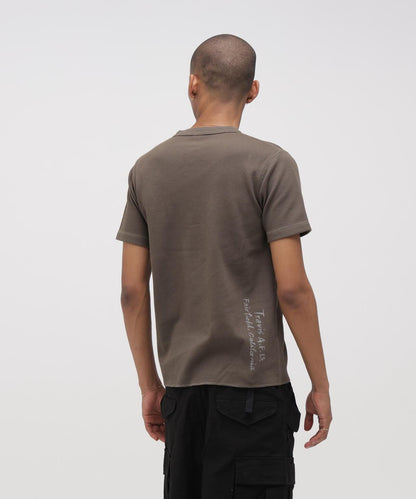 HONEYCOMB WAFFLE HENRY NECK T-SHIRT 上衣