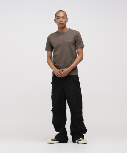 HONEYCOMB WAFFLE HENRY NECK T-SHIRT 上衣