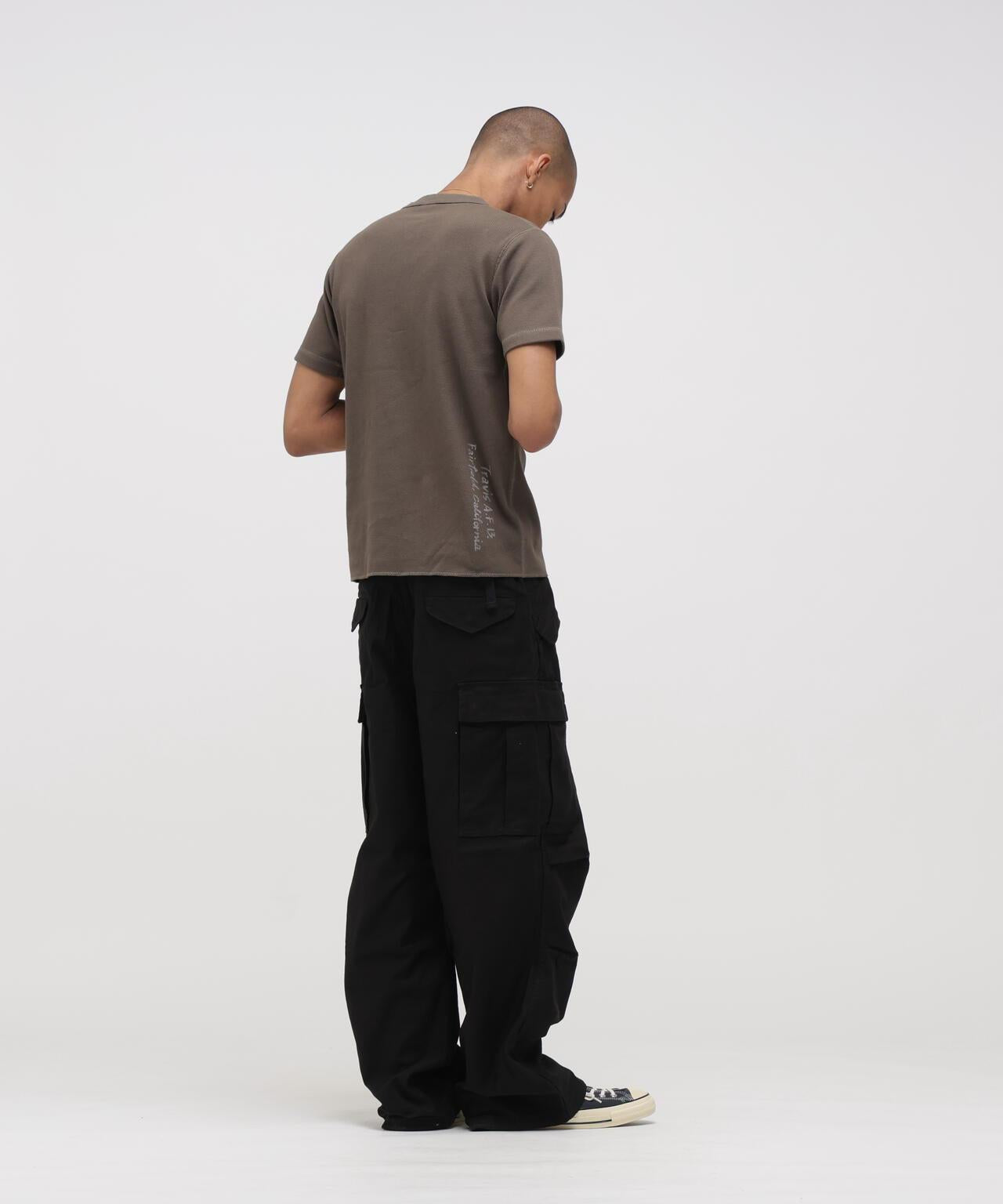 HONEYCOMB WAFFLE HENRY NECK T-SHIRT 上衣