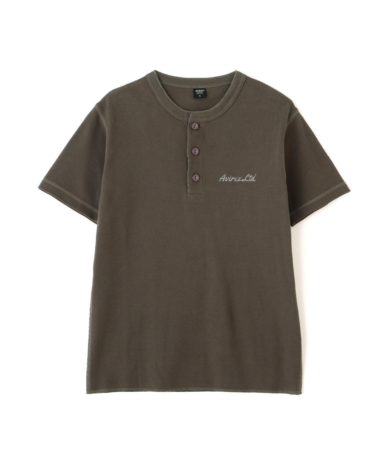 HONEYCOMB WAFFLE HENRY NECK T-SHIRT 上衣