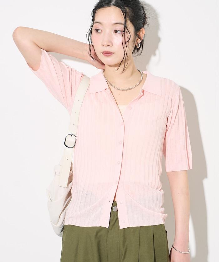 透膚羅紋針織開衫
