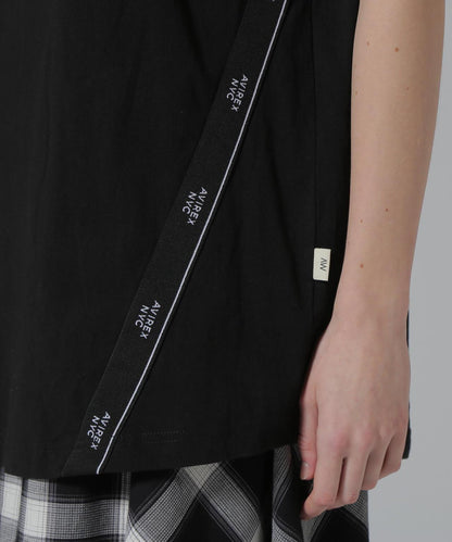 CUFFS OPEN LOGO TAPE EMBROIDERED ONEPIECE 袖口開衩 Logo織帶刺繡連衣裙