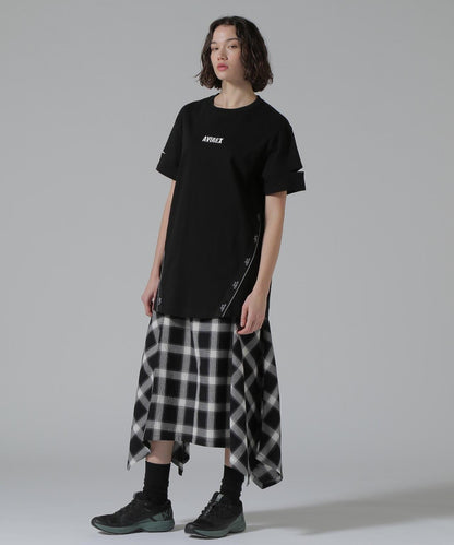 CUFFS OPEN LOGO TAPE EMBROIDERED ONEPIECE 袖口開衩 Logo織帶刺繡連衣裙