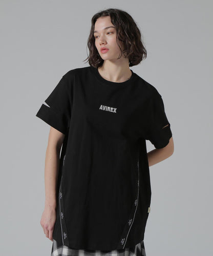 CUFFS OPEN LOGO TAPE EMBROIDERED ONEPIECE 袖口開衩 Logo織帶刺繡連衣裙