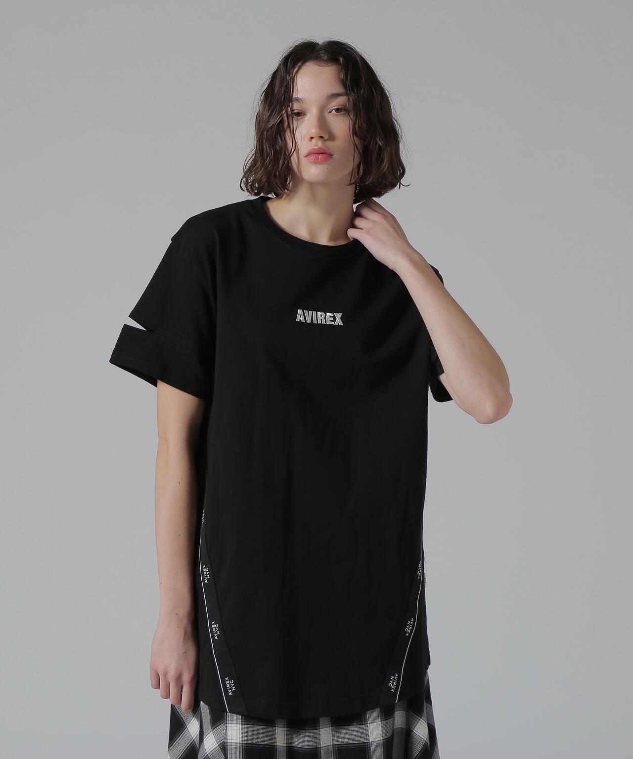 CUFFS OPEN LOGO TAPE EMBROIDERED ONEPIECE 袖口開衩 Logo織帶刺繡連衣裙