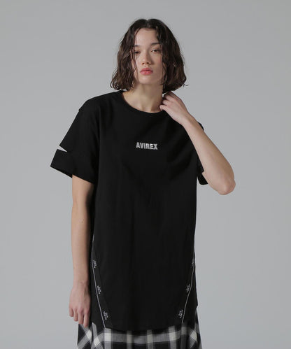 CUFFS OPEN LOGO TAPE EMBROIDERED ONEPIECE 袖口開衩 Logo織帶刺繡連衣裙