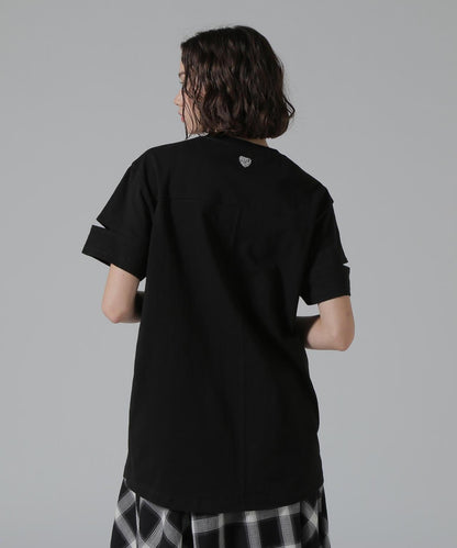 CUFFS OPEN LOGO TAPE EMBROIDERED ONEPIECE 袖口開衩 Logo織帶刺繡連衣裙