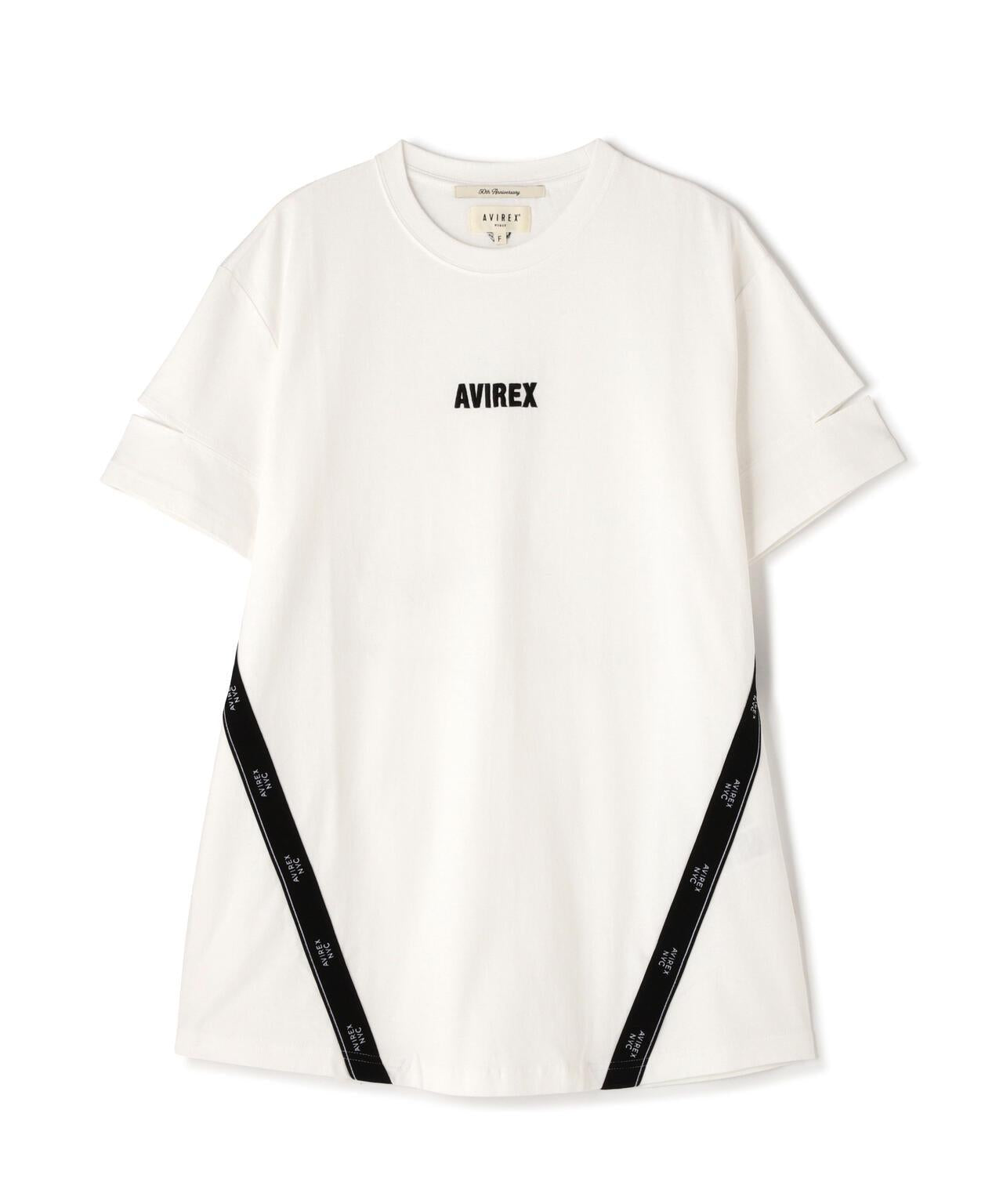 CUFFS OPEN LOGO TAPE EMBROIDERED ONEPIECE 袖口開衩 Logo織帶刺繡連衣裙