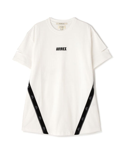 CUFFS OPEN LOGO TAPE EMBROIDERED ONEPIECE 袖口開衩 Logo織帶刺繡連衣裙