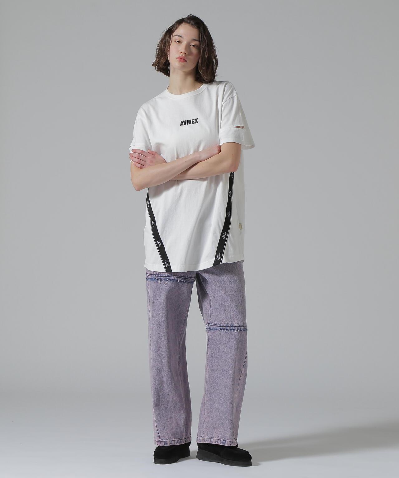 CUFFS OPEN LOGO TAPE EMBROIDERED ONEPIECE 袖口開衩 Logo織帶刺繡連衣裙