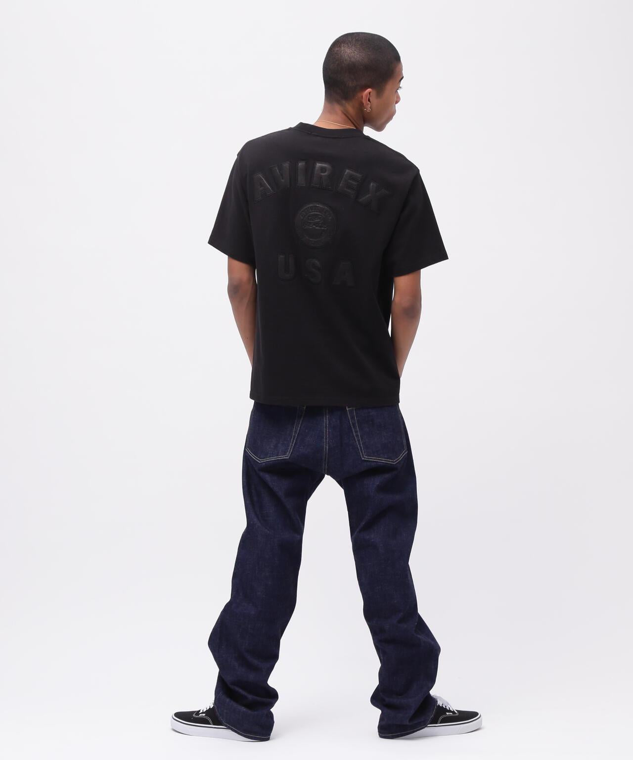 《50th Anniversary》LEATHER PATCHED VARSITY T-SHIRT 皮革貼片設計 短袖T恤