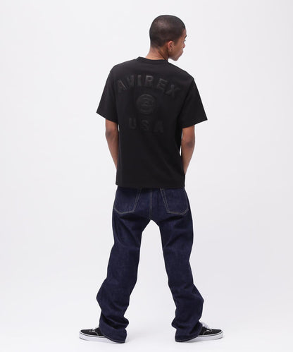 《50th Anniversary》LEATHER PATCHED VARSITY T-SHIRT 皮革貼片設計 短袖T恤