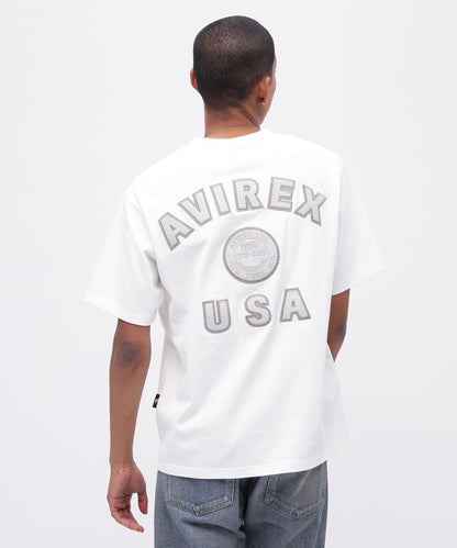 《50th Anniversary》LEATHER PATCHED VARSITY T-SHIRT 皮革貼片設計 短袖T恤