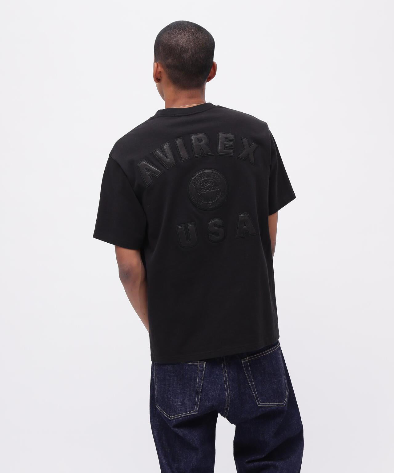 《50th Anniversary》LEATHER PATCHED VARSITY T-SHIRT 皮革貼片設計 短袖T恤