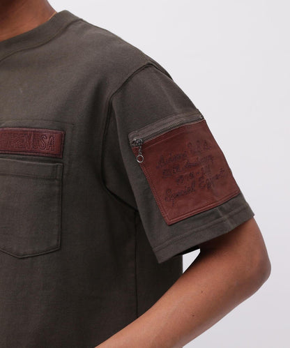 皮革拼接工裝短袖T恤 LEATHER PATCHED FATIGUE T-SHIRT 《50th Anniversary》
