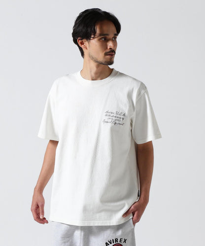 《50th Anniversary》LEATHER PATCHED VARSITY T-SHIRT 皮革貼片設計 短袖T恤