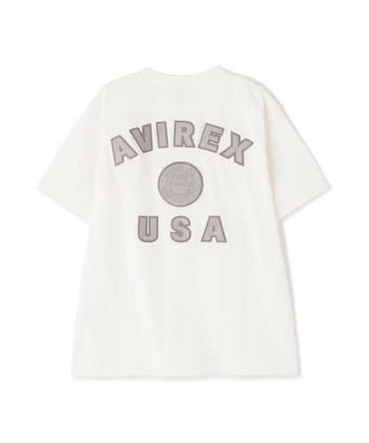 《50th Anniversary》LEATHER PATCHED VARSITY T-SHIRT 皮革貼片設計 短袖T恤