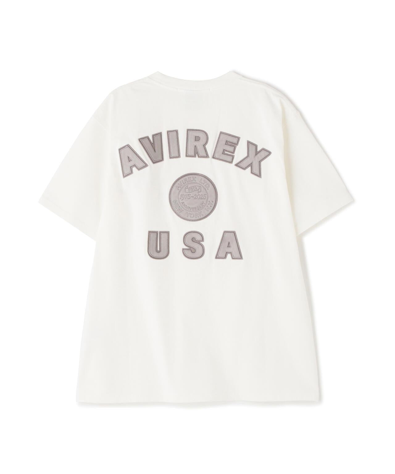 《50th Anniversary》LEATHER PATCHED VARSITY T-SHIRT 皮革貼片設計 短袖T恤