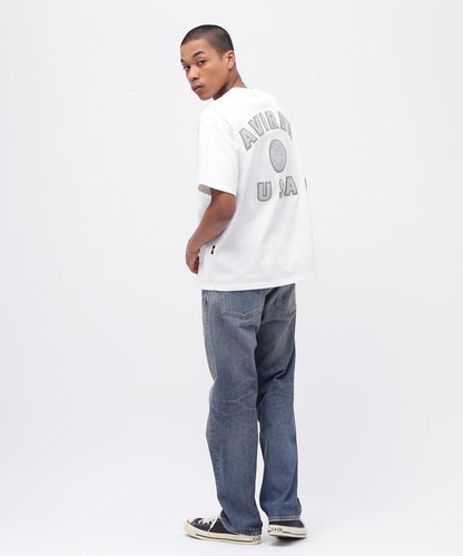 《50th Anniversary》LEATHER PATCHED VARSITY T-SHIRT 皮革貼片設計 短袖T恤