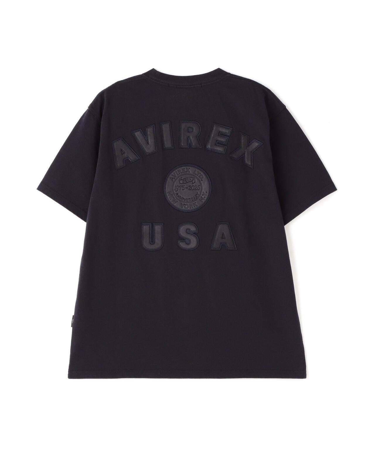 《50th Anniversary》LEATHER PATCHED VARSITY T-SHIRT 皮革貼片設計 短袖T恤