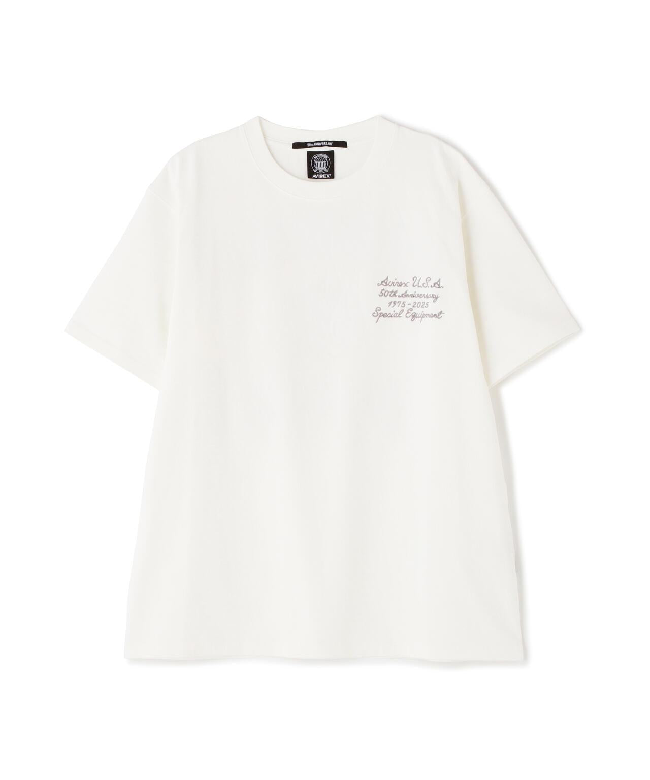 《50th Anniversary》LEATHER PATCHED VARSITY T-SHIRT 皮革貼片設計 短袖T恤