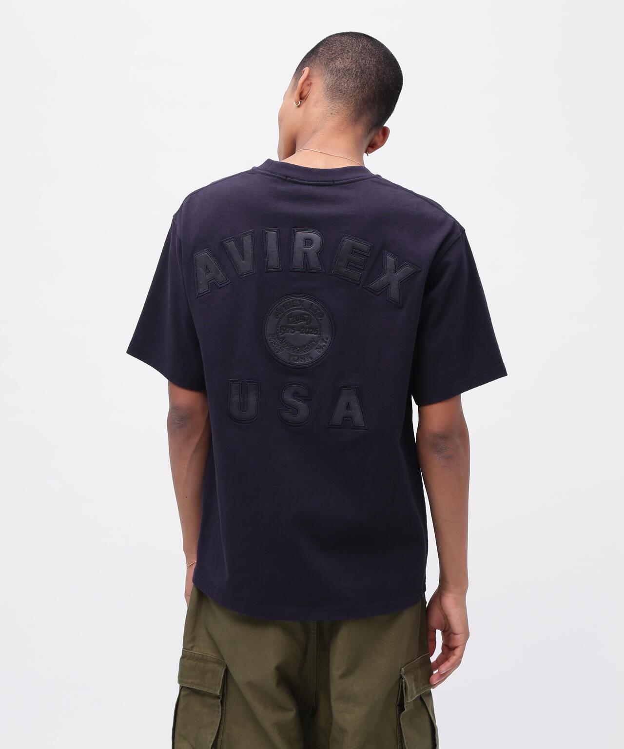 《50th Anniversary》LEATHER PATCHED VARSITY T-SHIRT 皮革貼片設計 短袖T恤