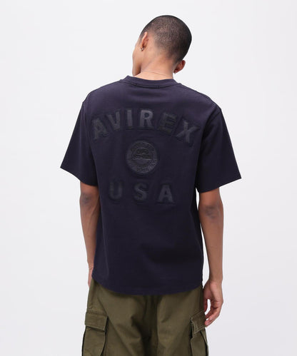 《50th Anniversary》LEATHER PATCHED VARSITY T-SHIRT 皮革貼片設計 短袖T恤