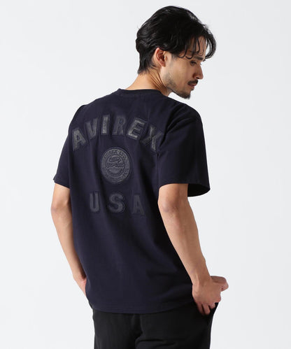 《50th Anniversary》LEATHER PATCHED VARSITY T-SHIRT 皮革貼片設計 短袖T恤