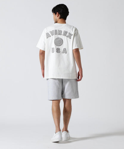 《50th Anniversary》LEATHER PATCHED VARSITY T-SHIRT 皮革貼片設計 短袖T恤