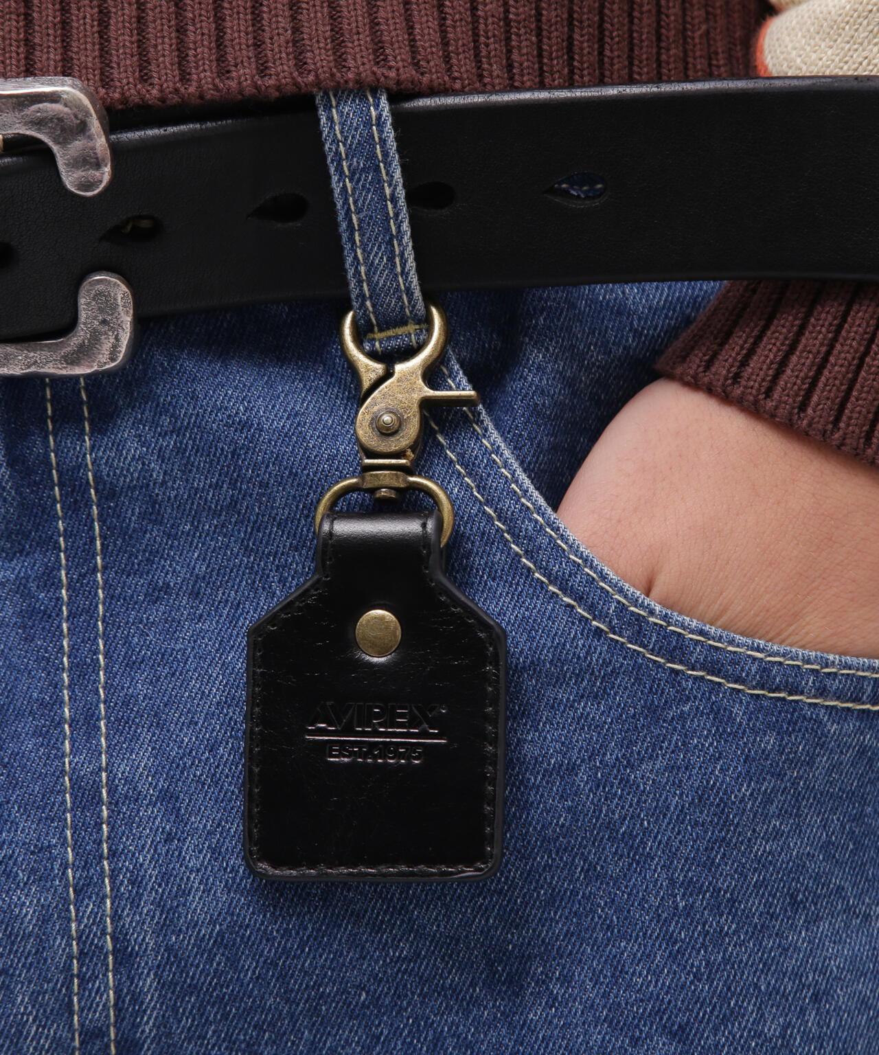 AVIREX KEY HOLDER EMBOSSED LEATHER 皮革壓紋鑰匙扣