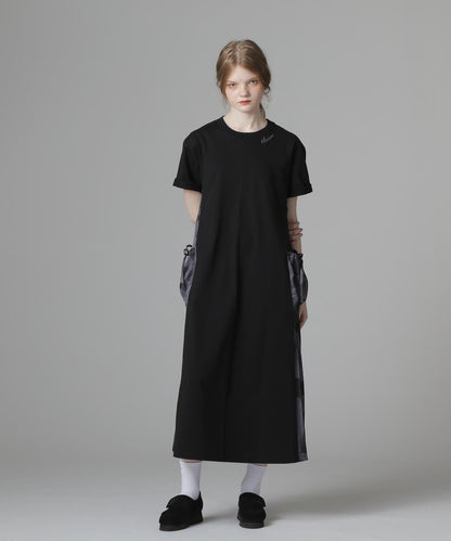 PLEATED CAMO MIX GATHER POCKET ONE PIECE 褶皺迷彩拼接抽褶口袋連衣裙
