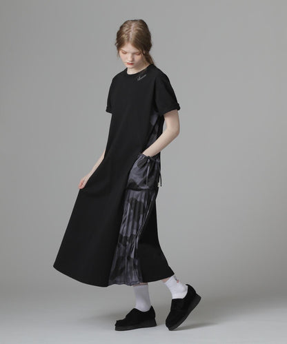 PLEATED CAMO MIX GATHER POCKET ONE PIECE 褶皺迷彩拼接抽褶口袋連衣裙