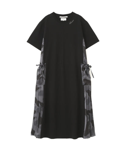 PLEATED CAMO MIX GATHER POCKET ONE PIECE 褶皺迷彩拼接抽褶口袋連衣裙