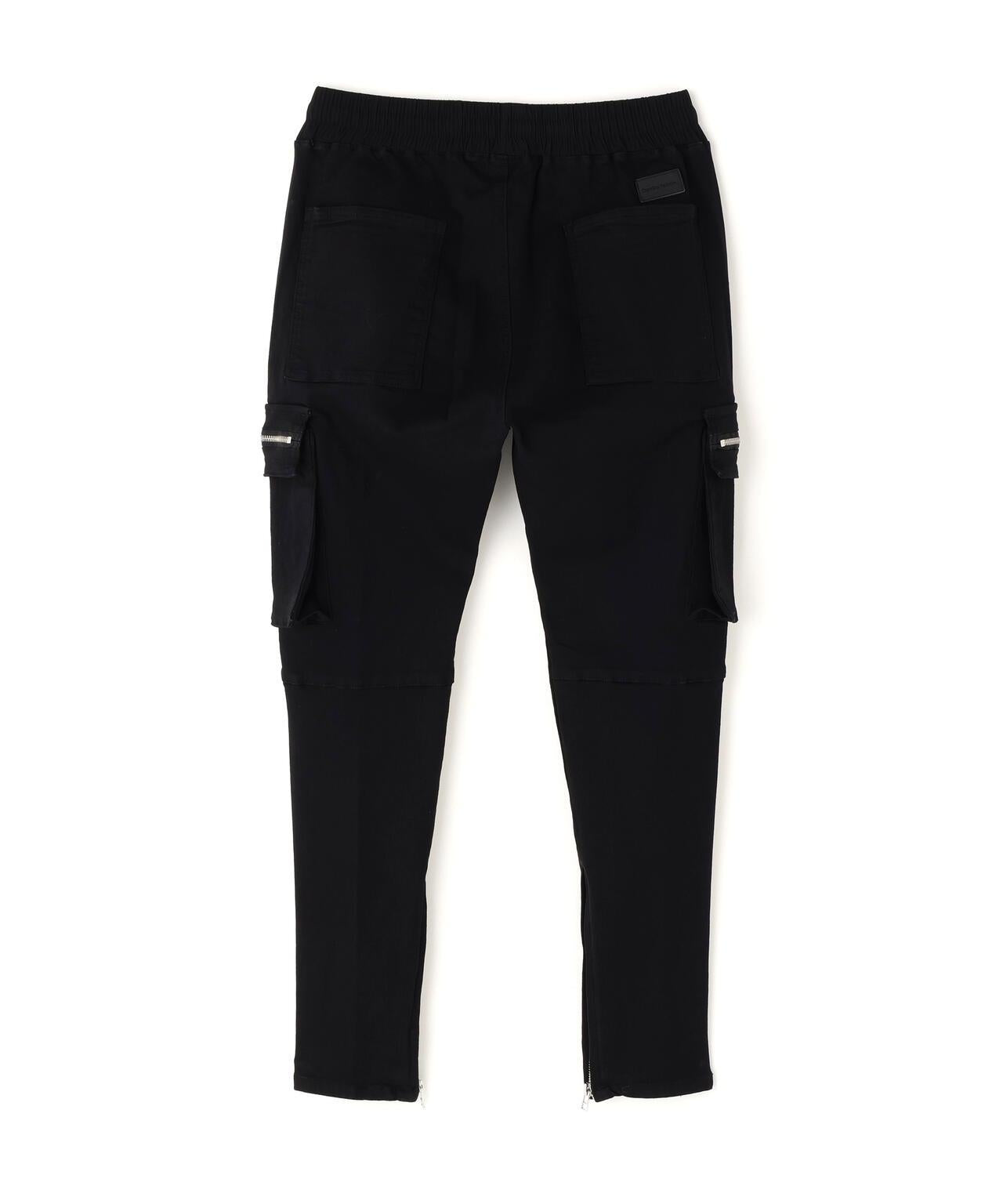 DankeSchon PREMIUM SUPER STRETCH TC BLACK FLAP ZIP CARGO PANTS 超彈力黑色翻蓋拉鍊工裝褲