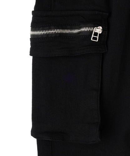 DankeSchon PREMIUM SUPER STRETCH TC BLACK FLAP ZIP CARGO PANTS 超彈力黑色翻蓋拉鍊工裝褲