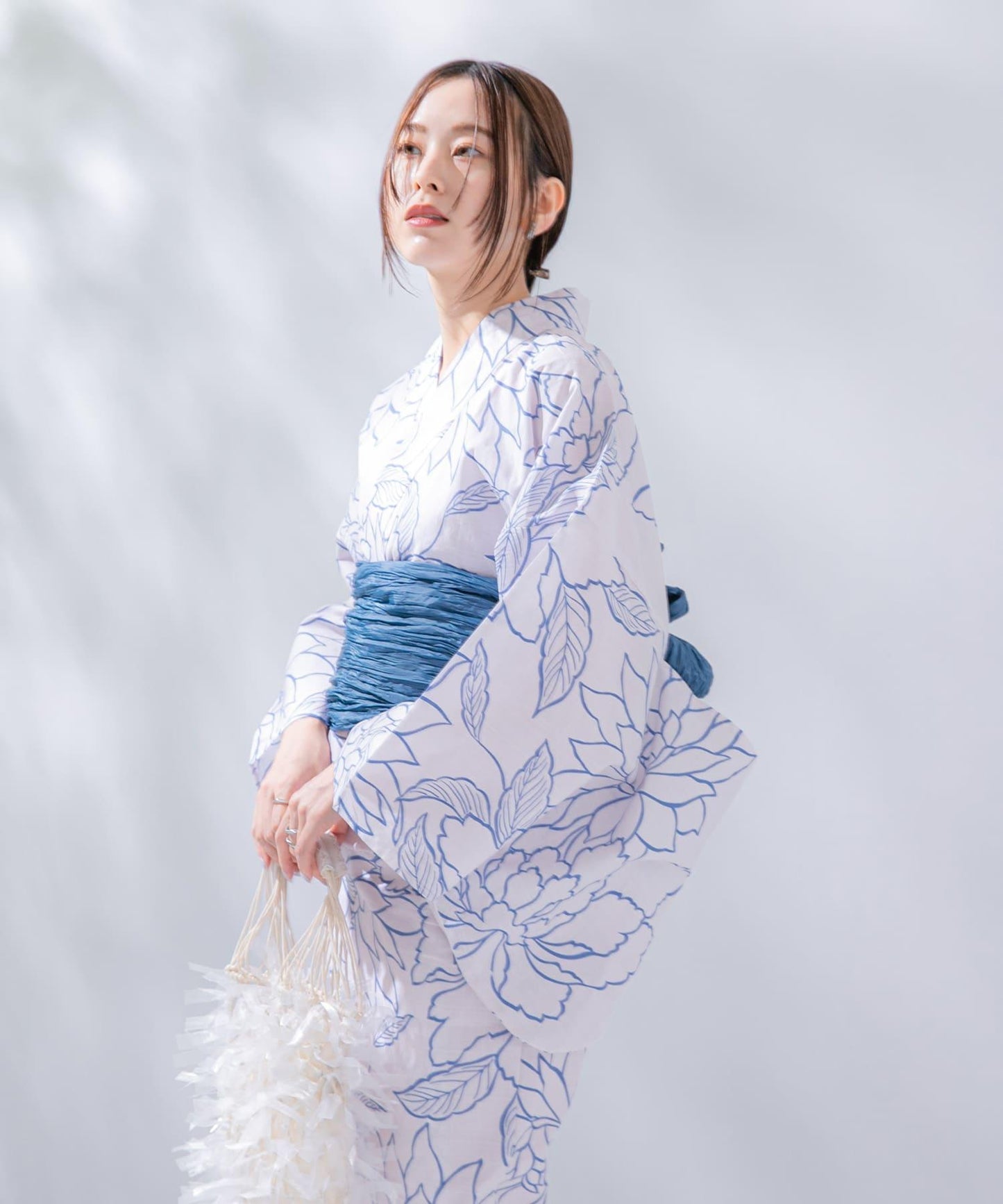 變織紅梅面料 兩件套浴衣 A款