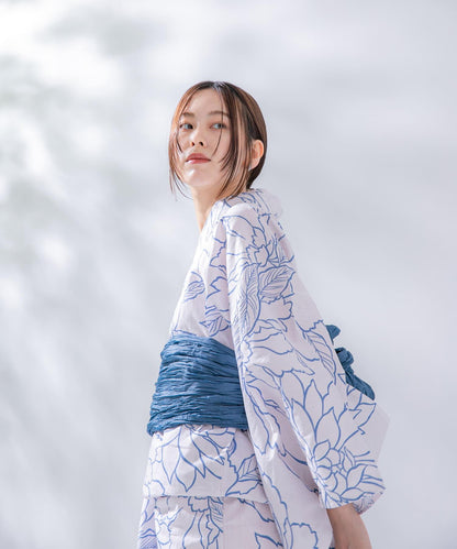變織紅梅面料 兩件套浴衣 A款