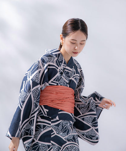 變織紅梅面料 兩件套浴衣 A款