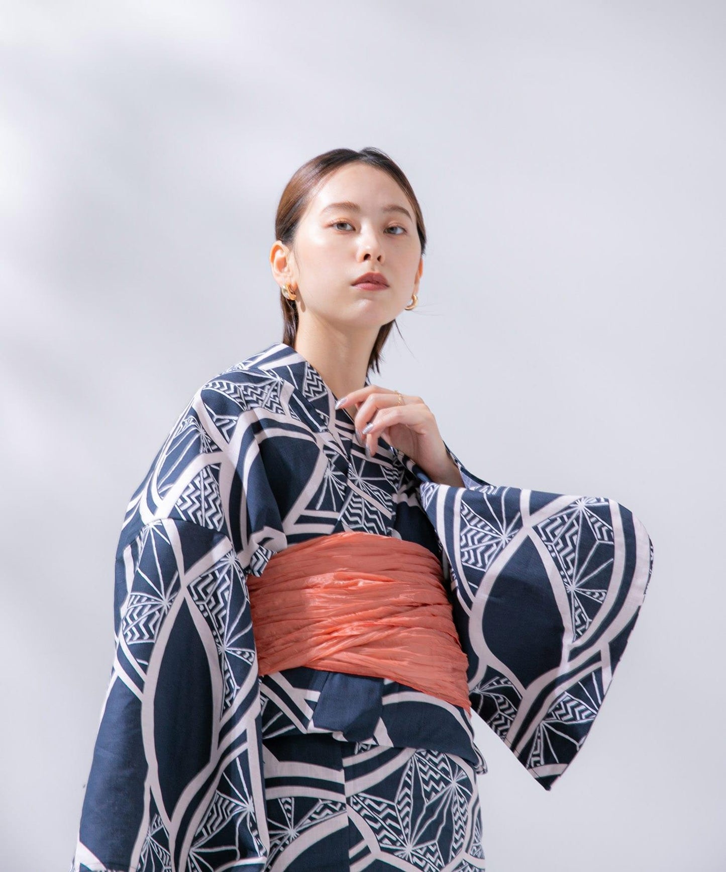 變織紅梅面料 兩件套浴衣 A款