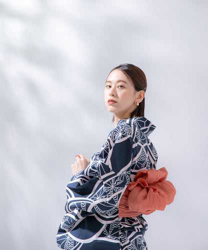 變織紅梅面料 兩件套浴衣 A款