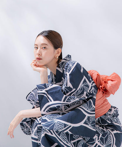 變織紅梅面料 兩件套浴衣 A款