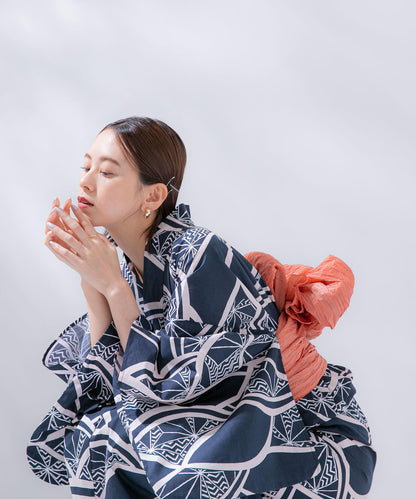 變織紅梅面料 兩件套浴衣 A款