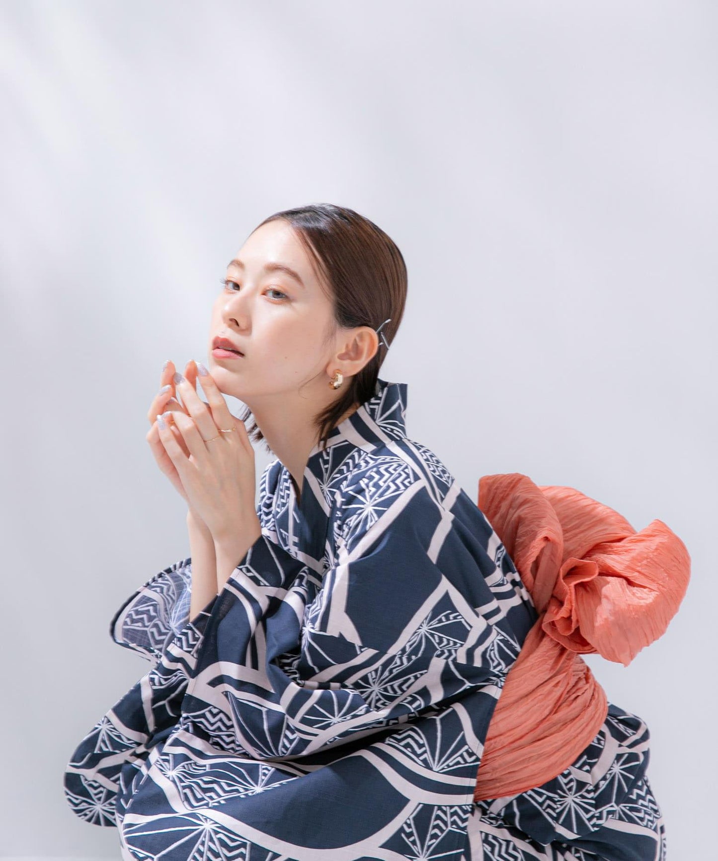 變織紅梅面料 兩件套浴衣 A款