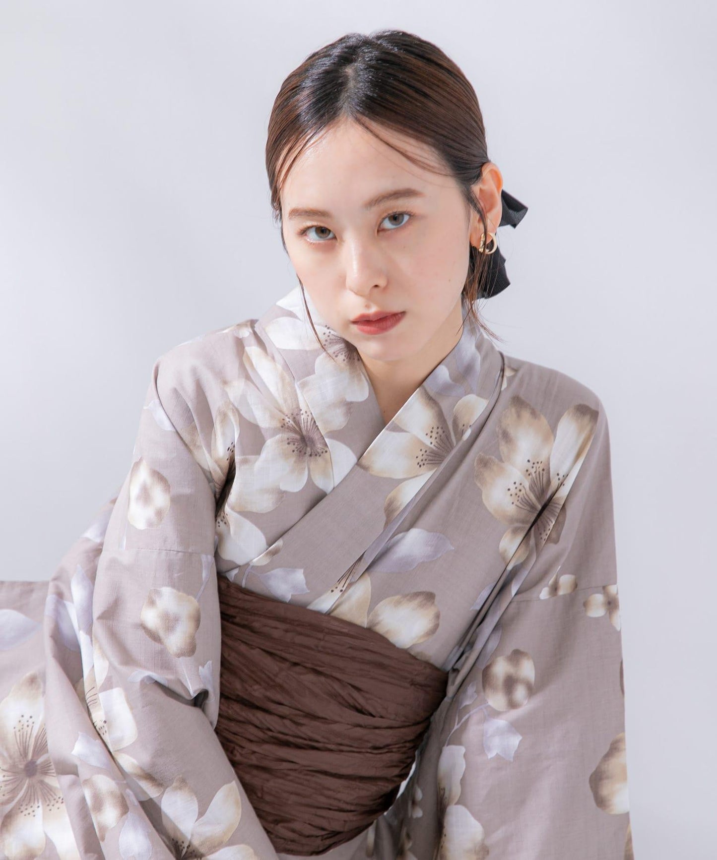 變織紅梅面料 兩件套浴衣 A款