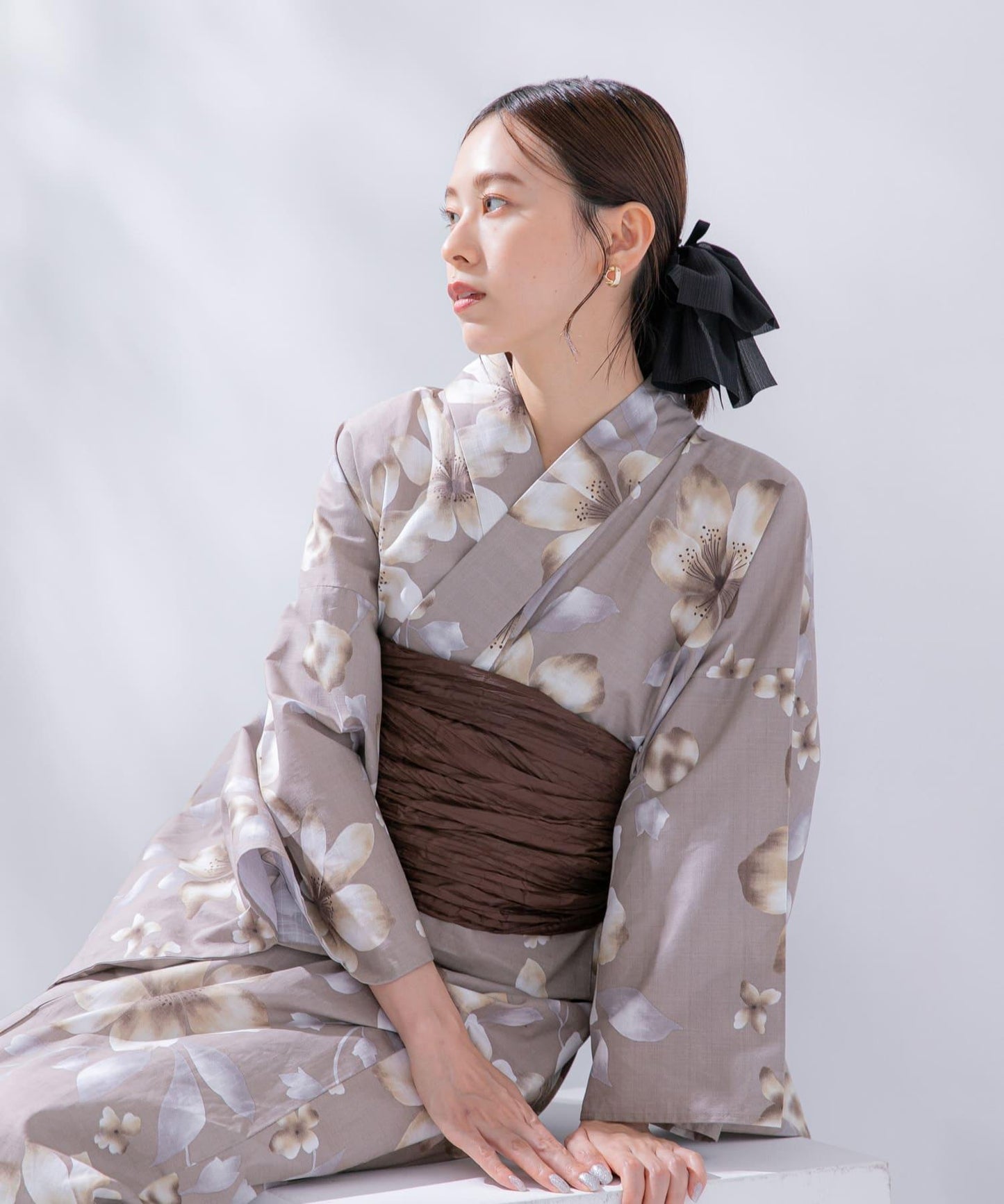 變織紅梅面料 兩件套浴衣 A款