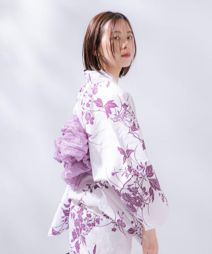 變織紅梅面料 兩件套浴衣 A款