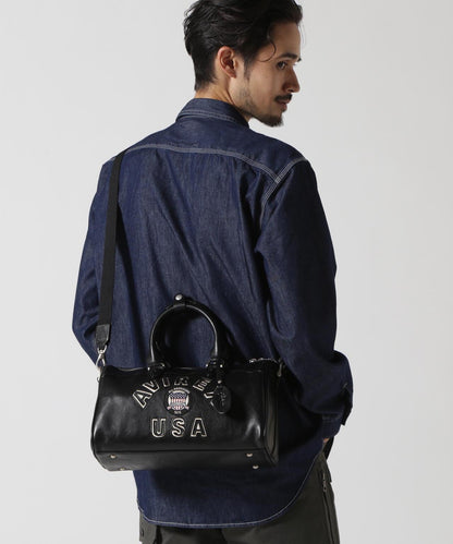 VARSITY LEATHER MINI DUFFLE BAG 皮質迷你圓筒包