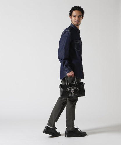 VARSITY LEATHER MINI DUFFLE BAG 皮質迷你圓筒包